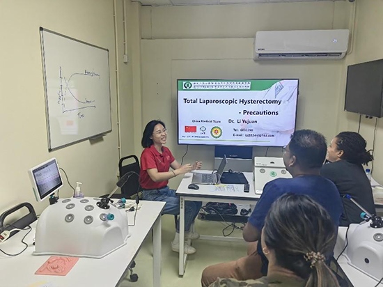 培訓(xùn)現(xiàn)場(chǎng)。第18期援圭亞那醫(yī)療隊(duì)供圖