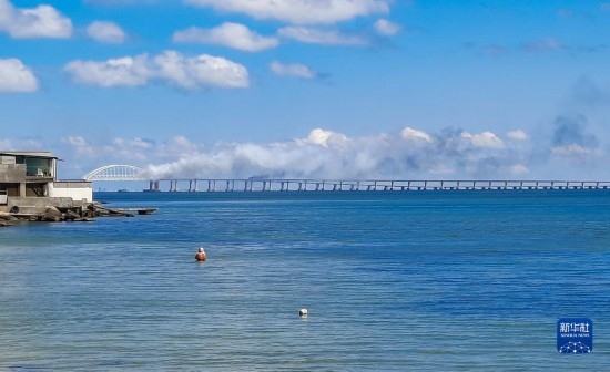 這是8月12日拍攝的克里米亞大橋。新華社/塔斯社