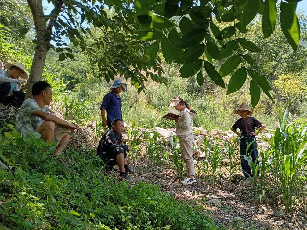 2023年7月18日，兩家村民發(fā)生土地方面的糾紛，李江女（右二）在記錄情況。受訪者供圖