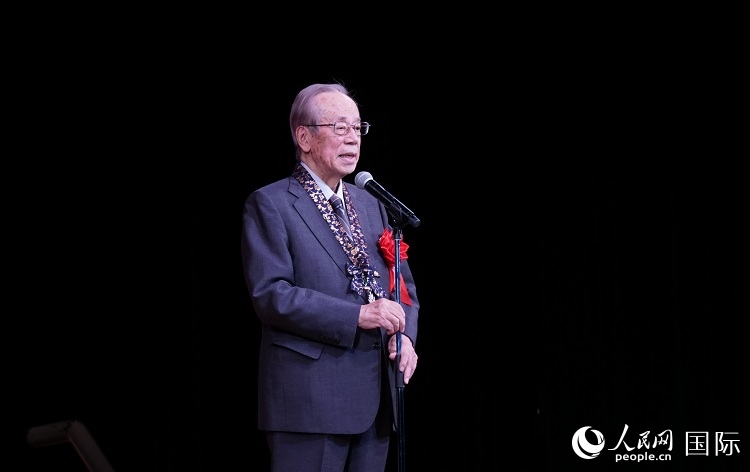 日本前首相福田康夫發(fā)表致辭。人民網(wǎng) 蔣曉辰攝