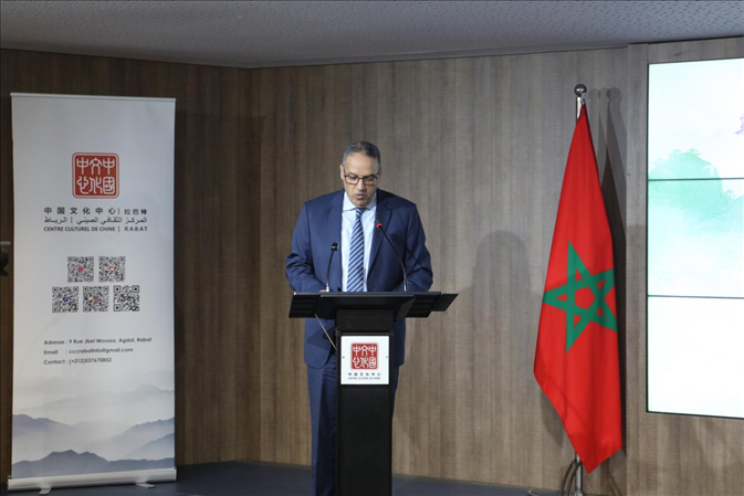 摩洛哥青年、文化和新聞部秘書長(zhǎng)邁斯歐迪致辭，摩洛哥中國(guó)文化中心供圖