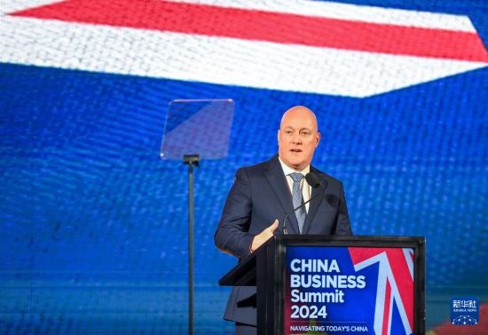 5月20日，新西蘭總理拉克森在奧克蘭出席新西蘭中國商業(yè)峰會并講話。新華社記者 郭磊 攝