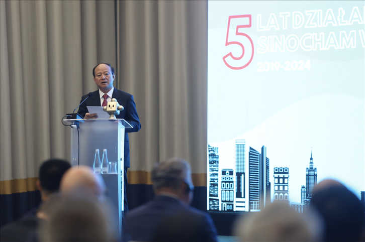 中國貿(mào)促會副會長陳建安致辭。中國貿(mào)促會駐波蘭代表處供圖