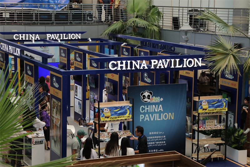 中國(guó)聯(lián)合展臺(tái)亮相阿拉伯廣播電視節(jié)。主辦方供圖