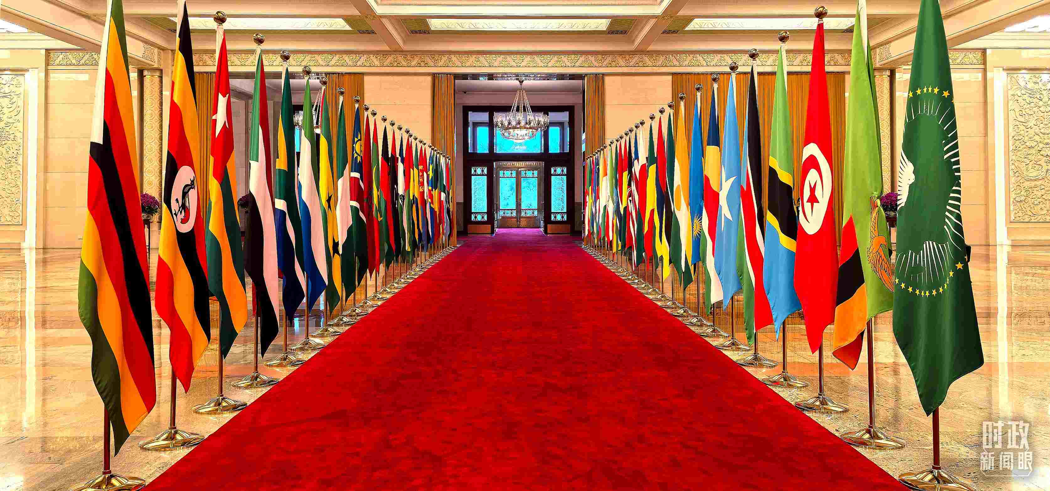 人民大會(huì)堂擺放的旗陣。（總臺(tái)央視記者馬超拍攝）