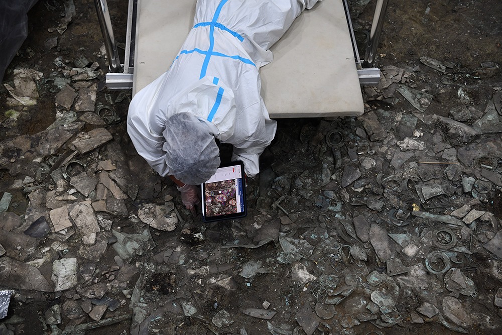 2022年6月28日，四川德陽，三星堆7號(hào)祭祀坑發(fā)掘現(xiàn)場(chǎng)。