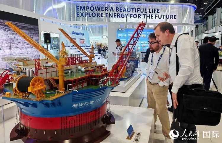 觀眾在中企展臺參觀。人民網記者管克江攝