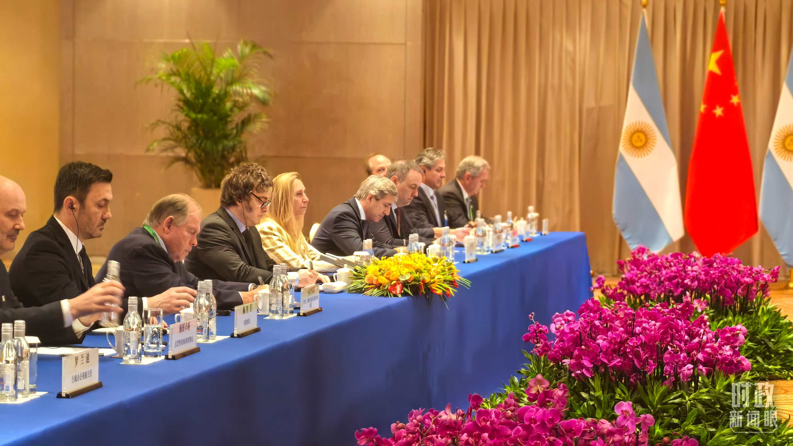 習主席會見阿根廷總統(tǒng)米萊現(xiàn)場。（總臺央廣記者潘毅拍攝）