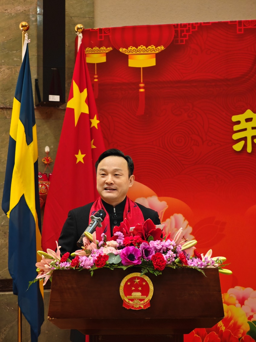 中國駐哥德堡總領(lǐng)事楊培棟致辭。中國駐哥德堡總領(lǐng)館供圖